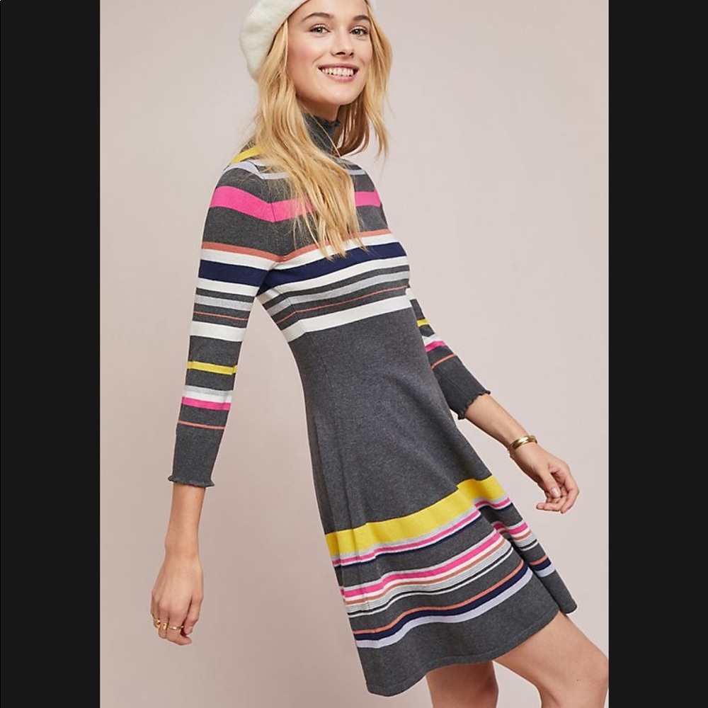 Anthropologie striped turtleneck dress